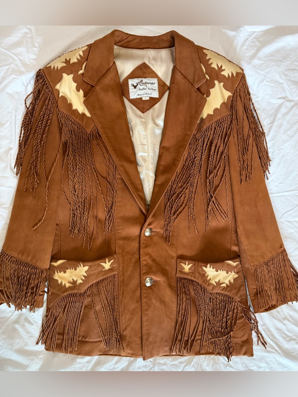 Vintage Continental Leather Fashions Western Fringe Jacket USA Buffalo Nickel - Picture 3 of 16